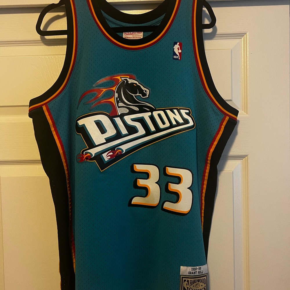 Mitchell & Ness Teal Pistons Jersey